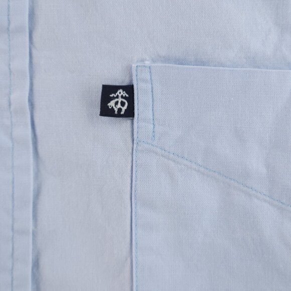 Brooks Brothers Medium Cotton Button-Down Blue Shirt Pocket Long Sleeve Mens - Picture 5 of 16